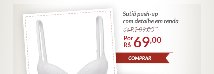 Sutiã Push-up com detalhe em renda